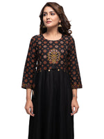 Thumbnail for Kaajh Women's Black Mirror Embellishment Ethnic Kurta - Distacart