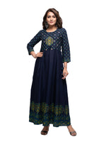 Thumbnail for Kaajh Women's Blue Mirror Embellishment Ethnic Kurta - Distacart