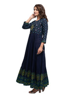 Thumbnail for Kaajh Women's Blue Mirror Embellishment Ethnic Kurta - Distacart