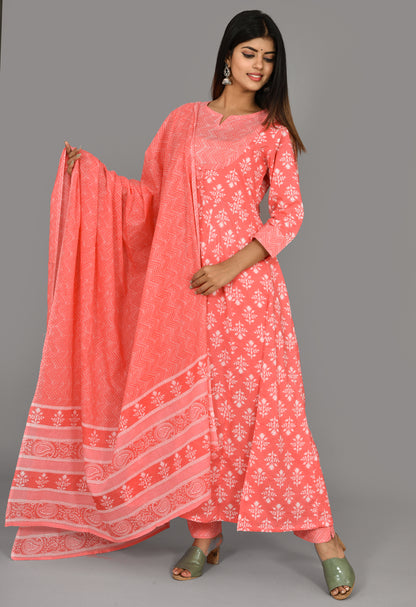 Kaajh Pink Suit Set In Floral Print For Women - Distacart