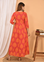 Thumbnail for Kaajh Women's Orange Printed Anarkali Kurta - Distacart