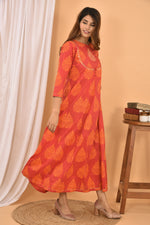 Thumbnail for Kaajh Women's Orange Printed Anarkali Kurta - Distacart