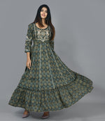 Thumbnail for Kaajh Green Mirror Embroidery Anarkali Kurta For Women - Distacart