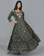 Thumbnail for Kaajh Women's Green Zari Embroidery Anarkali Kurta - Distacart