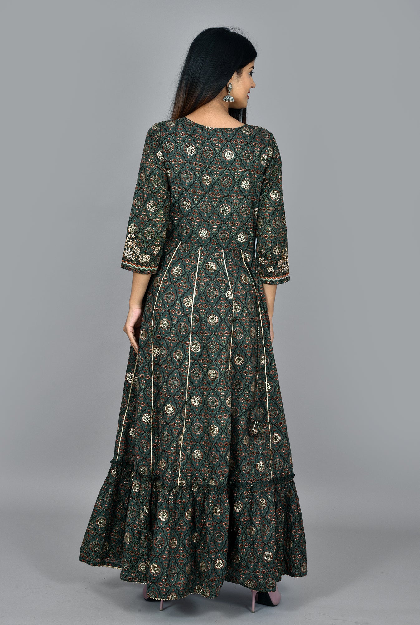 Kaajh Women's Green Zari Embroidery Anarkali Kurta - Distacart