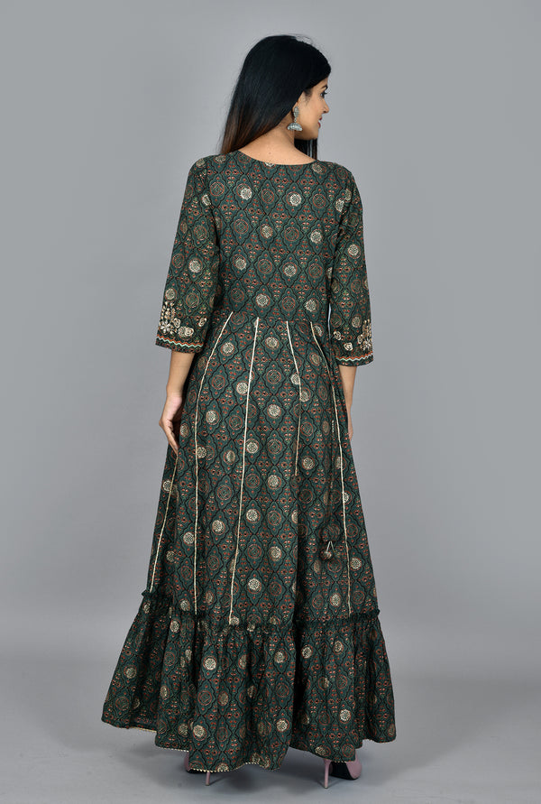Kaajh Women's Green Zari Embroidery Anarkali Kurta - Distacart