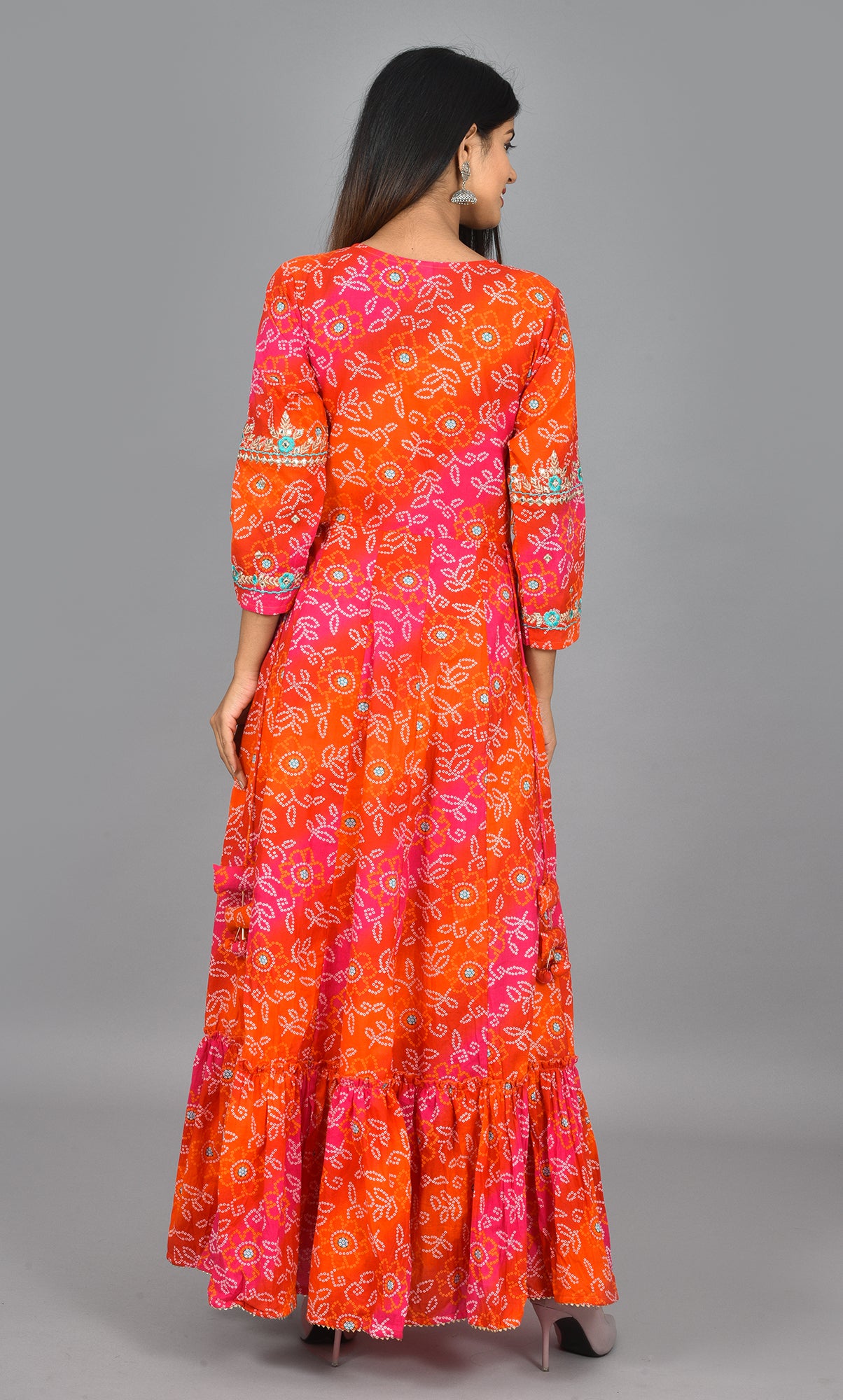 Kaajh Women's Orange Zari Embroidery Anarkali Kurta - Distacart