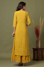 Thumbnail for Kaajh Women's Yellow Embroidery Chanderi Ethnic Kurta - Distacart