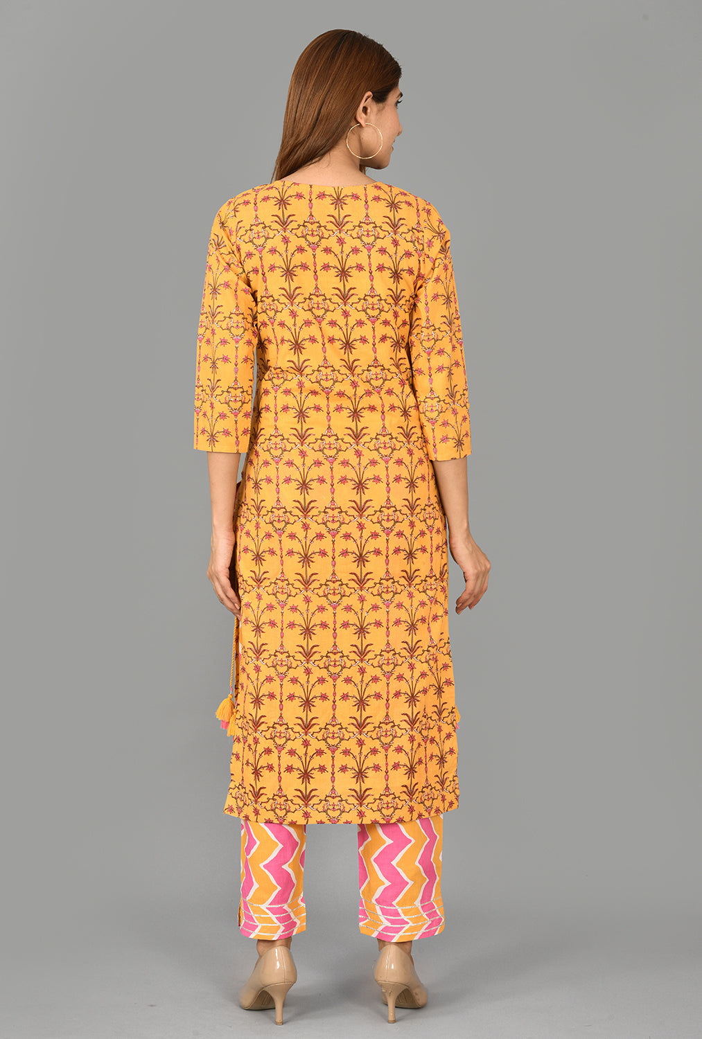 Kaajh Yellow Floral Print Suit Set For Women - Distacart