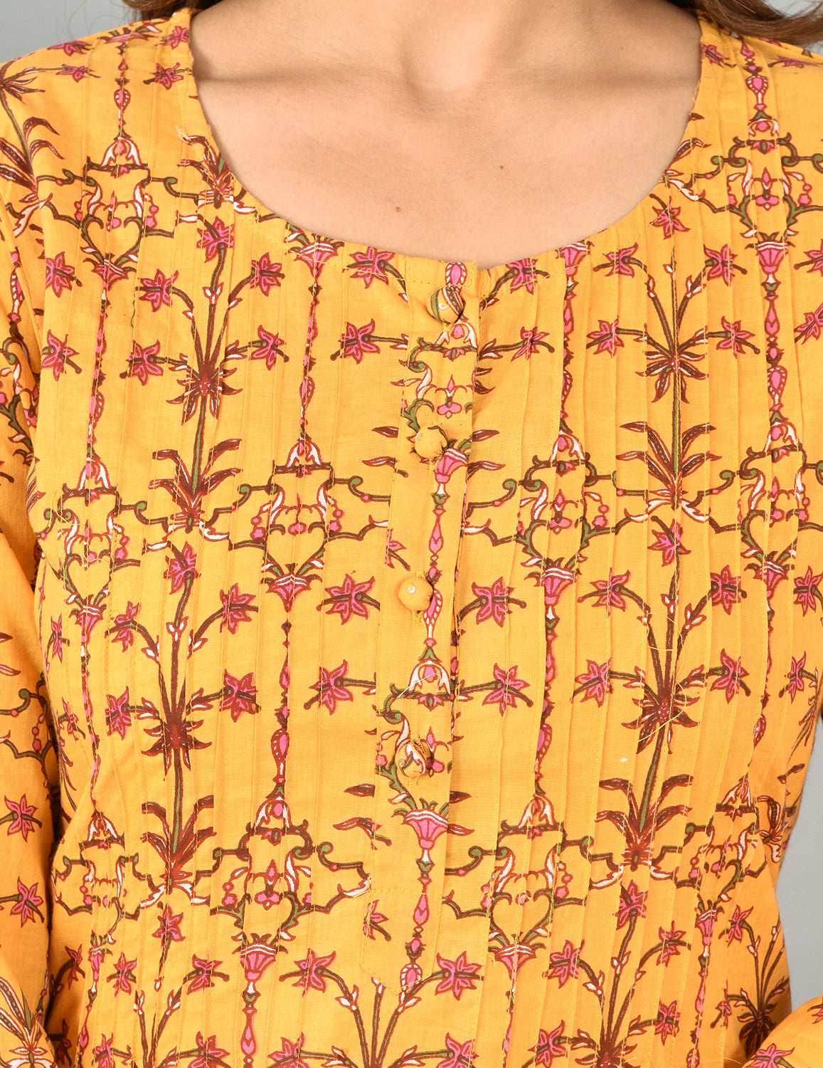Kaajh Yellow Floral Print Suit Set For Women - Distacart