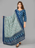Kaajh Women's Blue Floral Print Cotton Suit Set - Distacart
