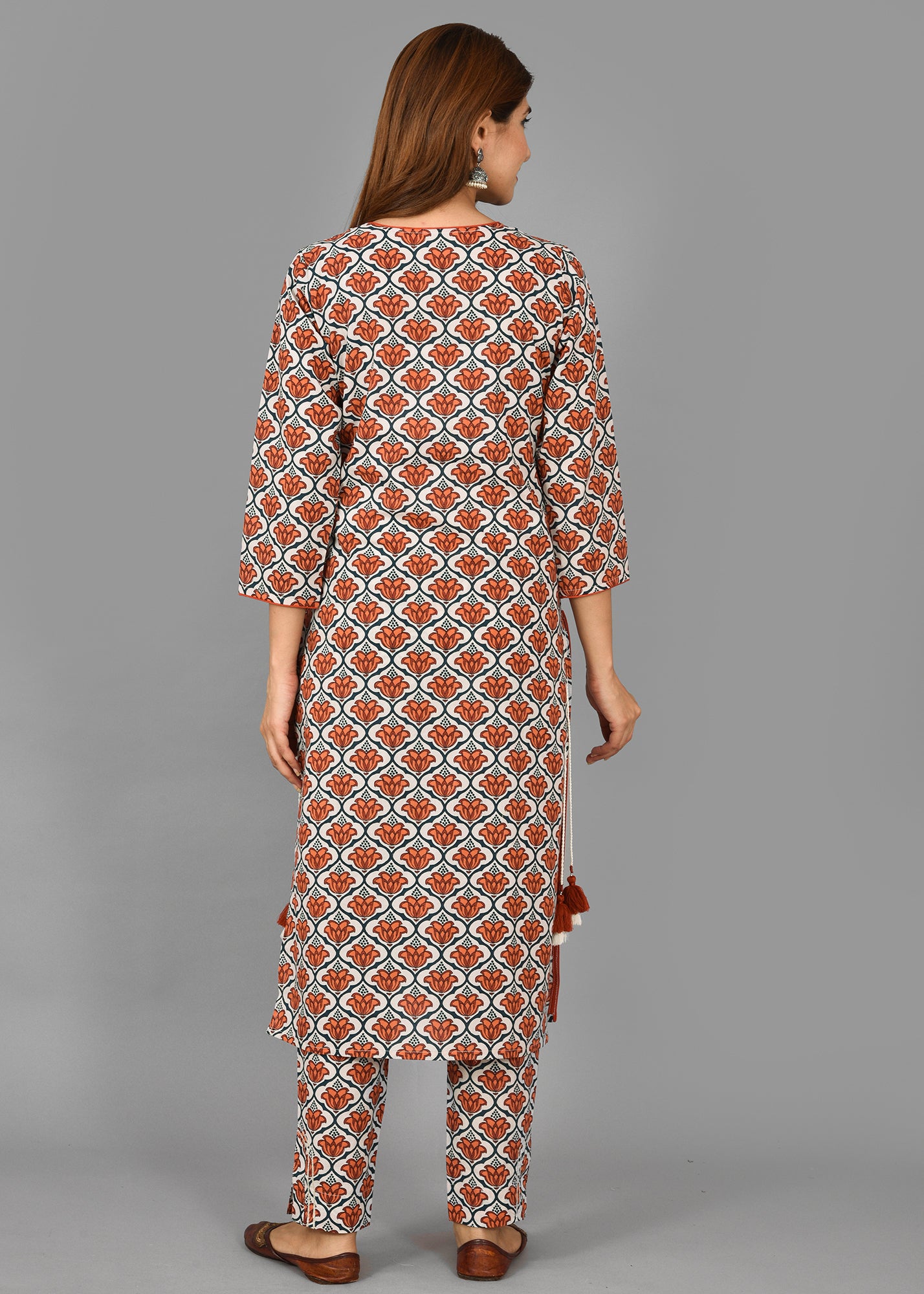 Kaajh Women's Red Floral Printet Cotton Suit Set - Distacart