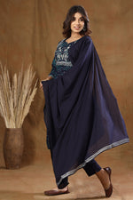 Thumbnail for Kaajh Women's Blue Bandhej Embroidery Suit Set - Distacart