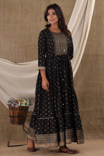 Thumbnail for Kaajh Women's Black Mirror Embroidery Ethnic Kurta - Distacart