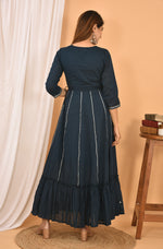 Thumbnail for Kaajh Women's Blue Mirror Embroidery Anarkali Kurta - Distacart