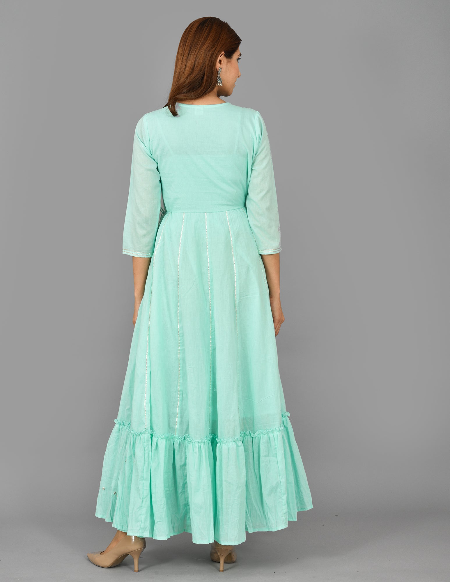 Kaajh Women's Green Mirror Embroidery Anarkali Kurta - Distacart