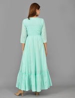 Thumbnail for Kaajh Women's Green Mirror Embroidery Anarkali Kurta - Distacart