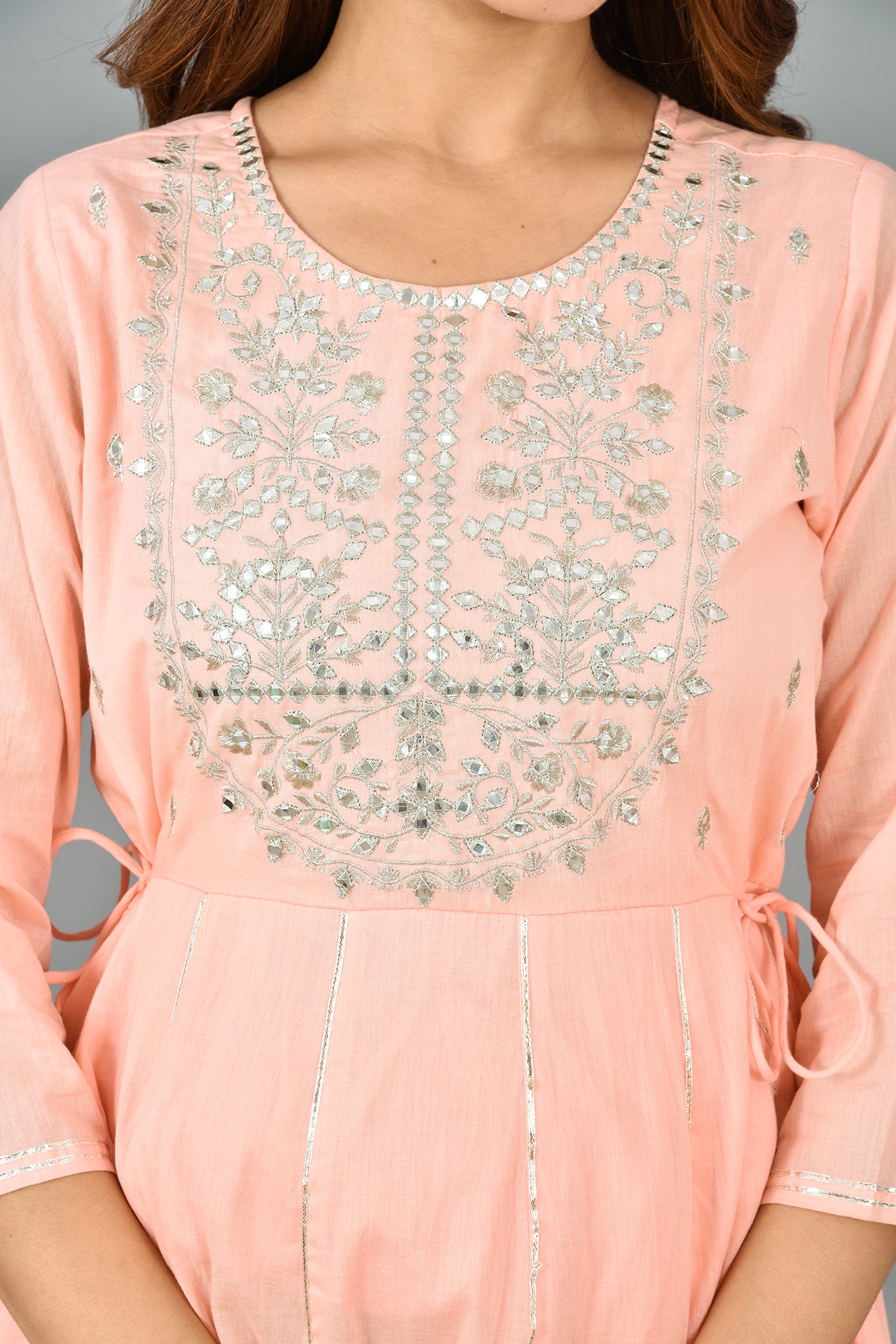 Kaajh Women's Pink Mirror Embroidery Anarkali Kurta - Distacart