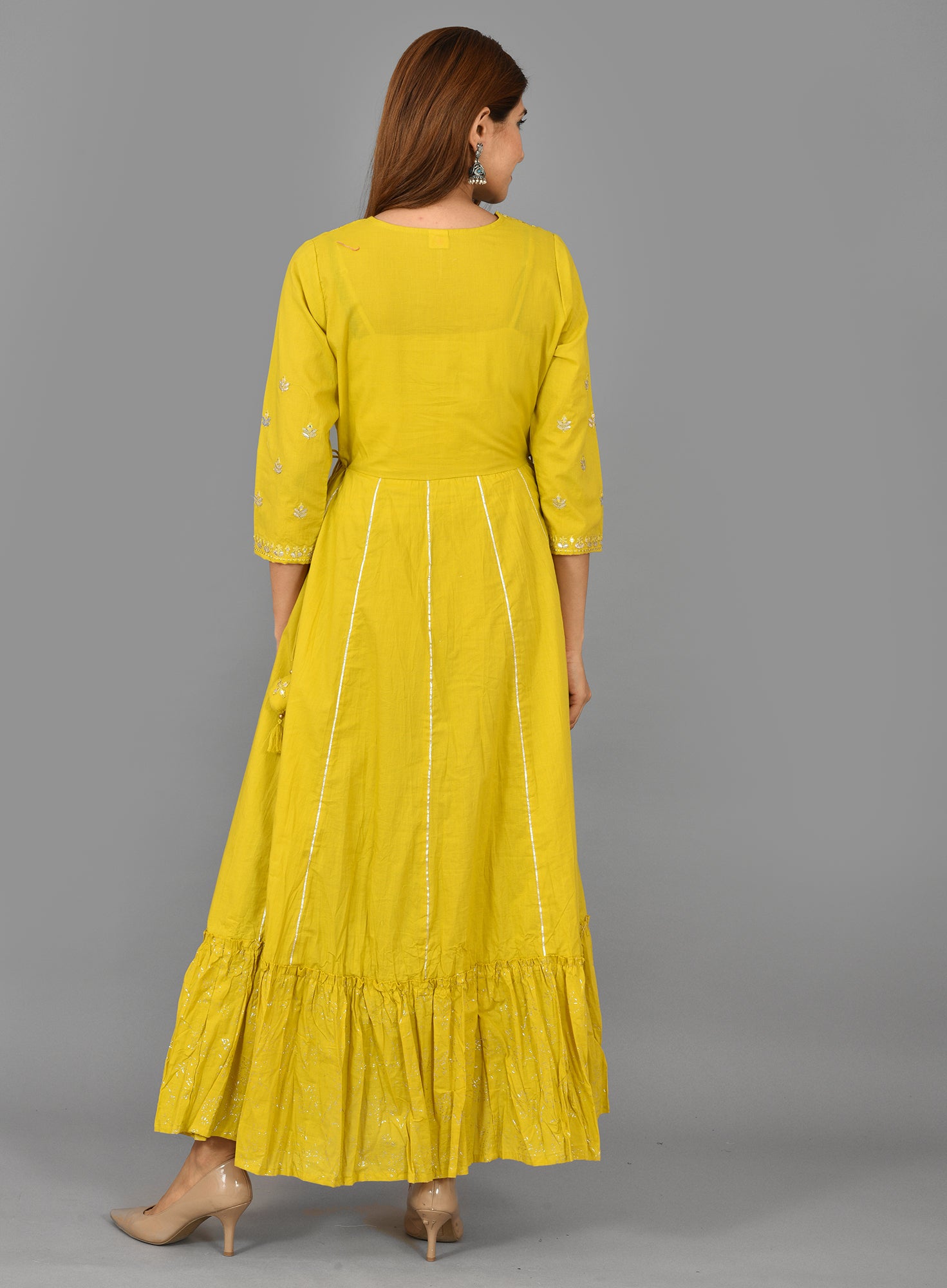 Kaajh Women's Yellow Zari Embroidery Anarkali Kurta - Distacart