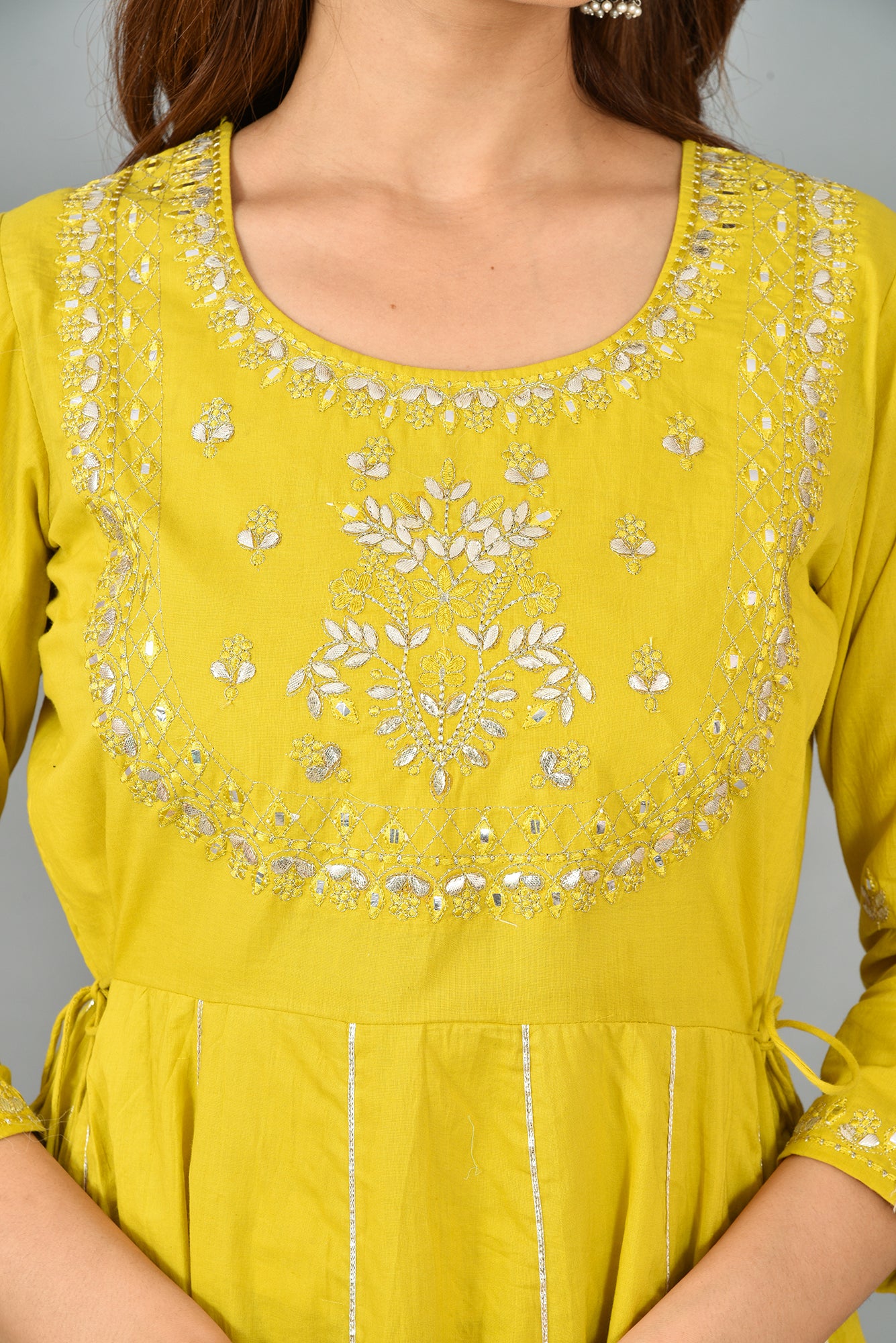 Kaajh Women's Yellow Zari Embroidery Anarkali Kurta - Distacart
