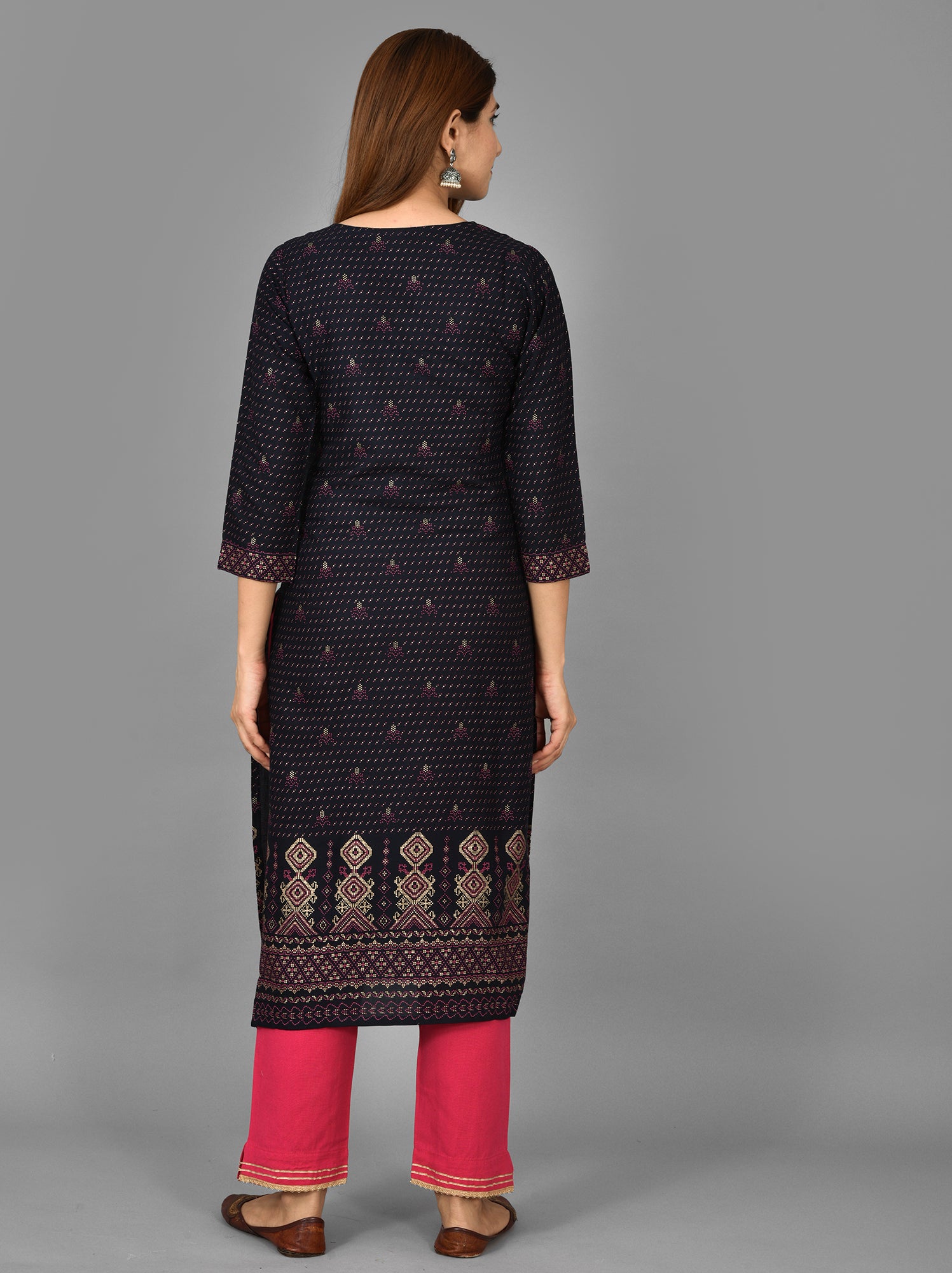 Kaajh Women's Blue Printed Rayon Stitched Kurta Pant Set - Distacart