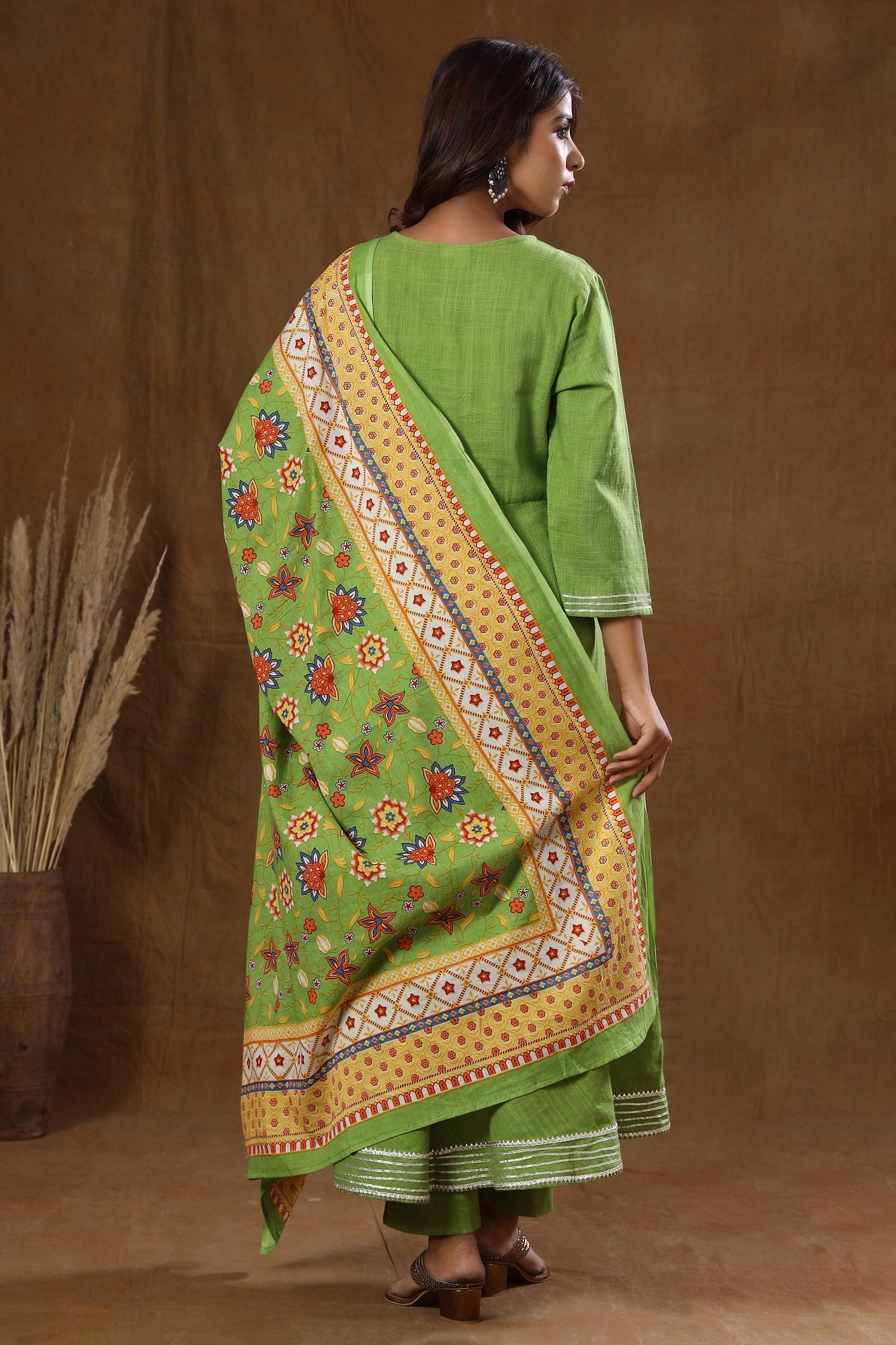 Kaajh Women's Green Mirror Embroidery Anarkali Suit Set - Distacart