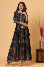 Thumbnail for Kaajh Women's Black Embellishment Printed Anarkali Kurta - Distacart