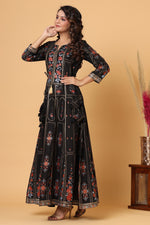 Thumbnail for Kaajh Women's Black Embellishment Printed Anarkali Kurta - Distacart