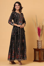 Thumbnail for Kaajh Women's Black Embellishment Printed Anarkali Kurta - Distacart