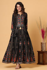 Thumbnail for Kaajh Women's Black Embellishment Printed Anarkali Kurta - Distacart