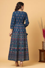 Thumbnail for Kaajh Women's Blue Embellishment Printed Anarkali Kurta - Distacart