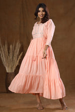 Thumbnail for Kaajh Women's Peach Mirror Embellishment Anarkali Kurta - Distacart