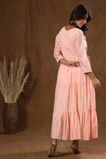 Thumbnail for Kaajh Women's Peach Mirror Embellishment Anarkali Kurta - Distacart