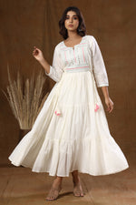 Thumbnail for Kaajh Women's White Mirror Embellishment Anarkali Kurta - Distacart