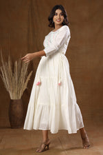 Thumbnail for Kaajh Women's White Mirror Embellishment Anarkali Kurta - Distacart