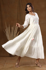 Thumbnail for Kaajh Women's White Mirror Embellishment Anarkali Kurta - Distacart