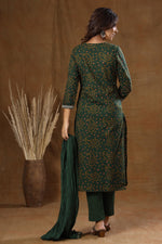 Thumbnail for Kaajh Women's Green Bandhej Embroidery Suit Set - Distacart