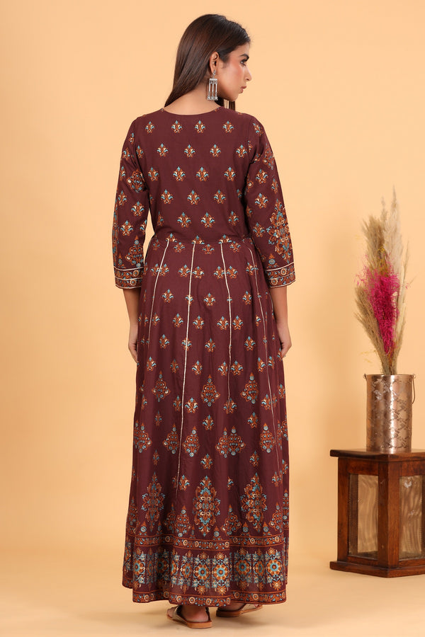 Kaajh Women's Maroon Printed Embellishment Anarkali Kurta - Distacart
