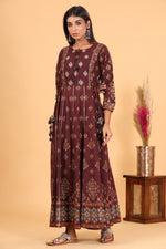 Thumbnail for Kaajh Women's Maroon Printed Embellishment Anarkali Kurta - Distacart