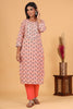 Kaajh Women's Peach Floral Printed Kurta Pant Set - Distacart