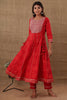 Kaajh Women's Red Bandhej Printed Anarkali Suit Set - Distacart