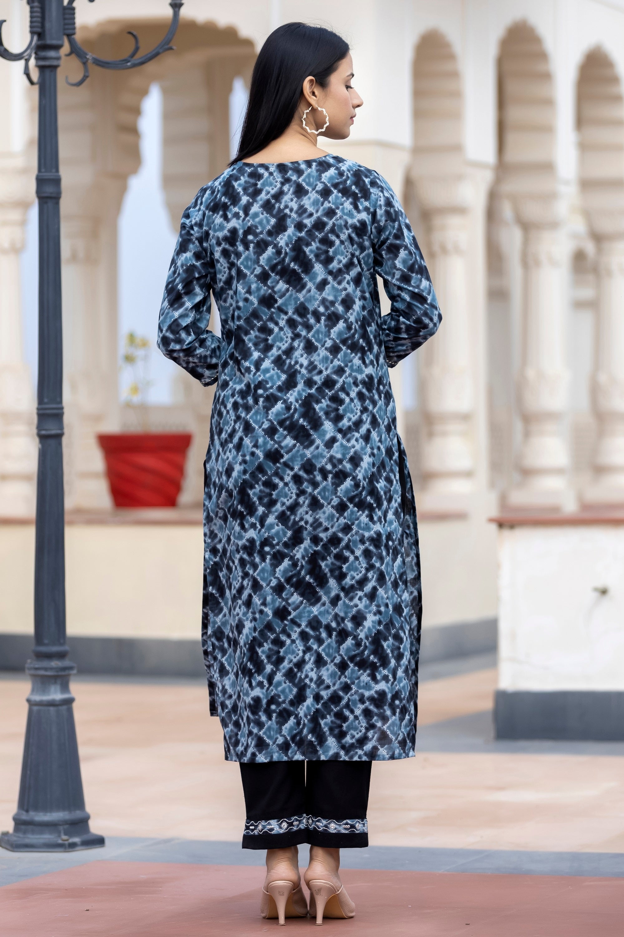 Kaajh Women's Black Tie Dye Print Cotton Suit Set - Distacart