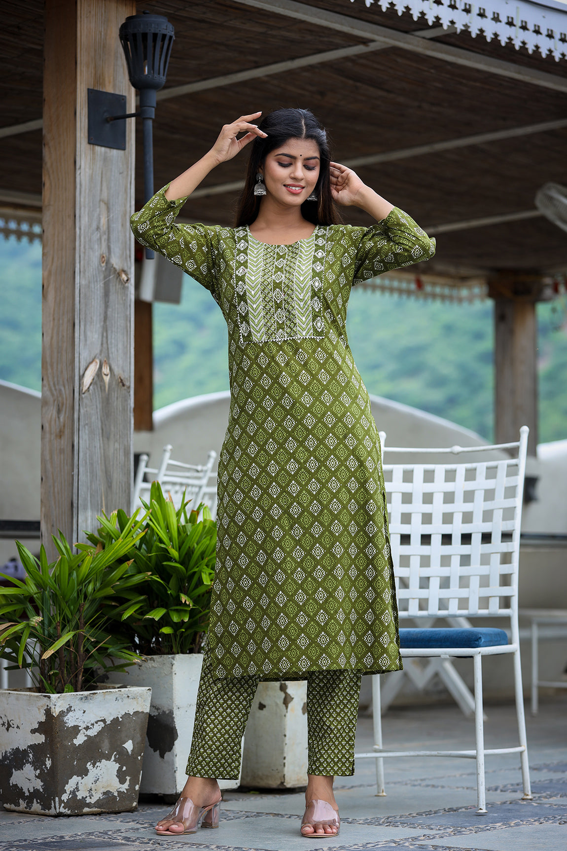 Kaajh Women's Green Printed Kurta Pant Set - Distacart