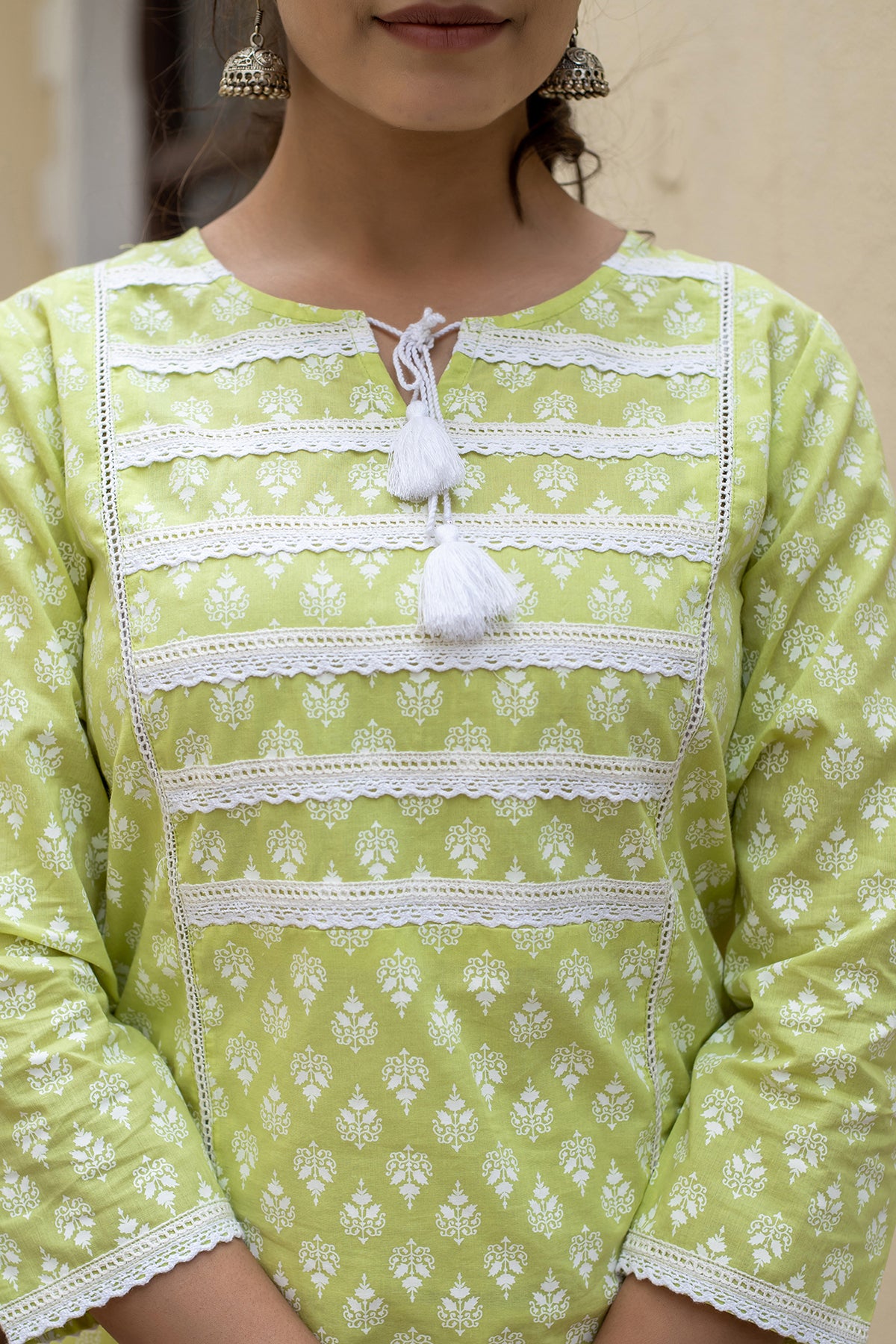 Kaajh Women's Green Pastel Printed Cotton Casual Kurta - Distacart