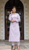 Kaajh Women's White Purple Ethnic Printed Cotton Kurta Pant Set - Distacart