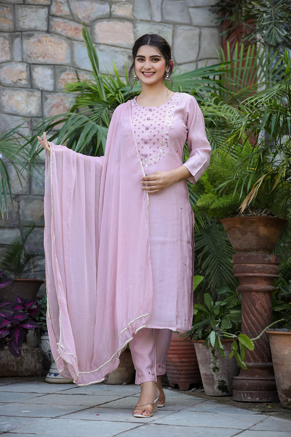 Kaajh Women's Purple Modal Silk Suit Set - Distacart