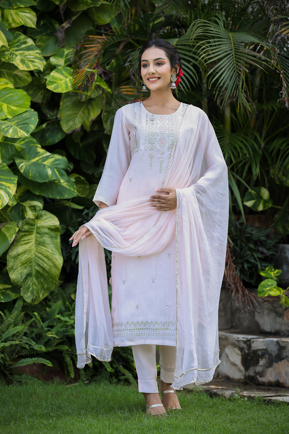 Kaajh Women's Baby Pink Modal Silk Suit Set - Distacart