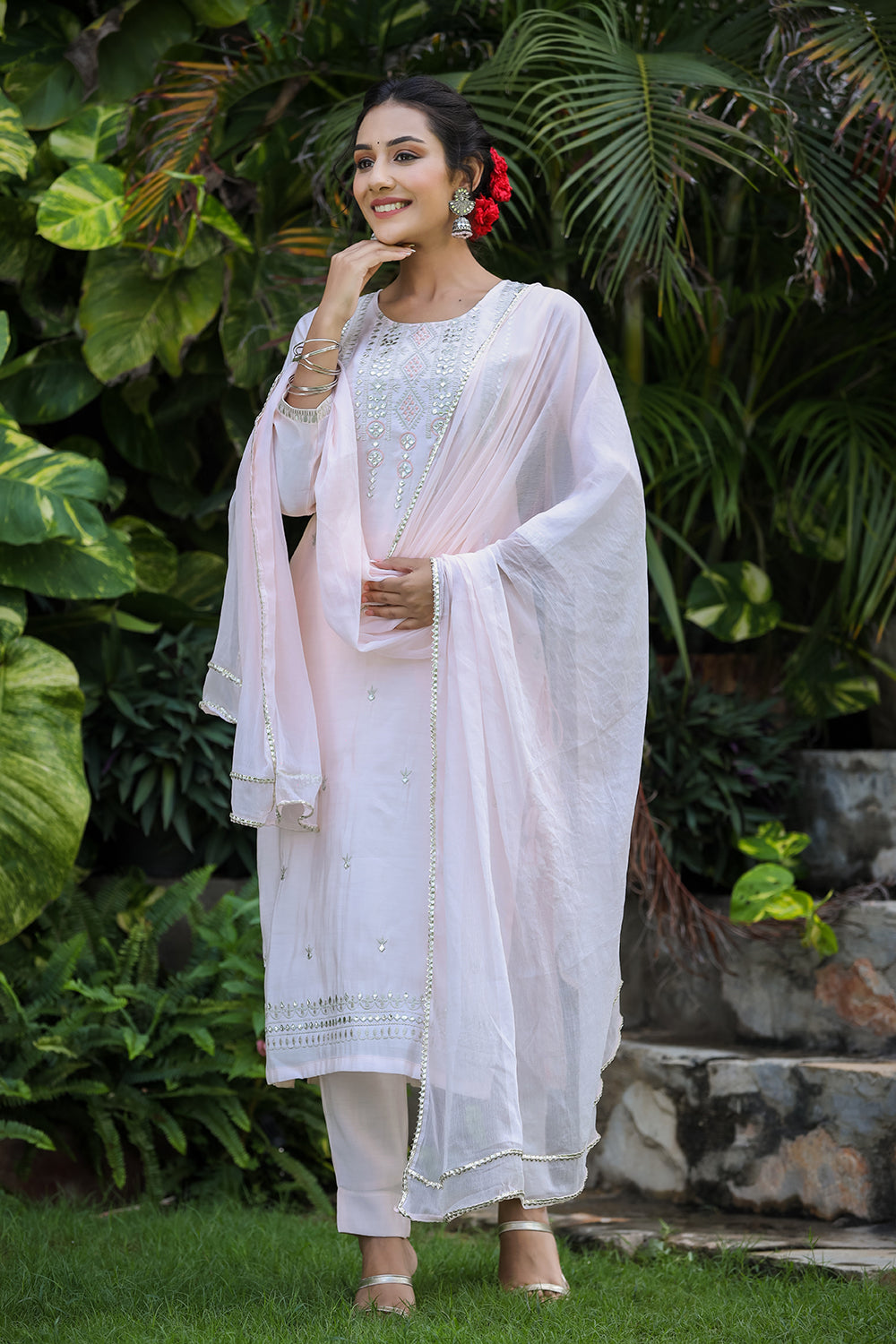 Kaajh Women's Baby Pink Modal Silk Suit Set - Distacart