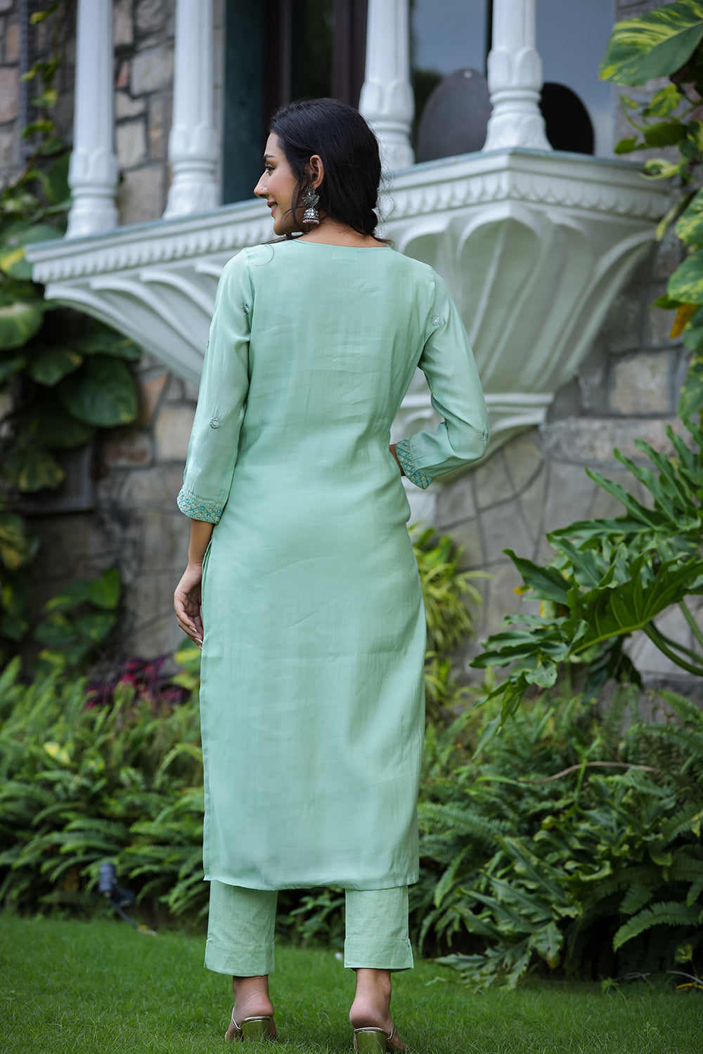 Kaajh Women's Green Modal Silk Suit Set - Distacart