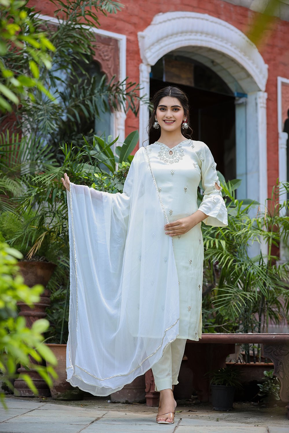 Kaajh Women's Off-White Modal Silk Suit Set - Distacart